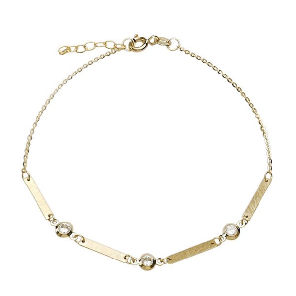 Βραχιόλι χρυσό κ14 μπάρες σαγρέ με λευκά μονοπετράκια