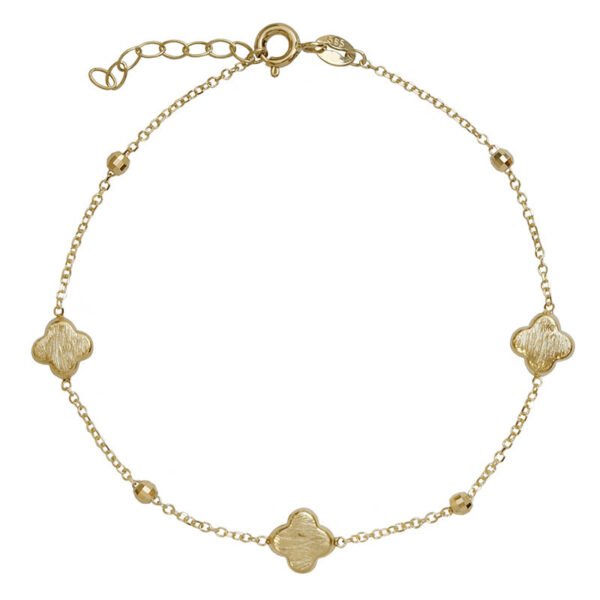 Χρυσό βραχιόλι 14κ σταυροί πλακέ ,σαγρέ με μπίλιες