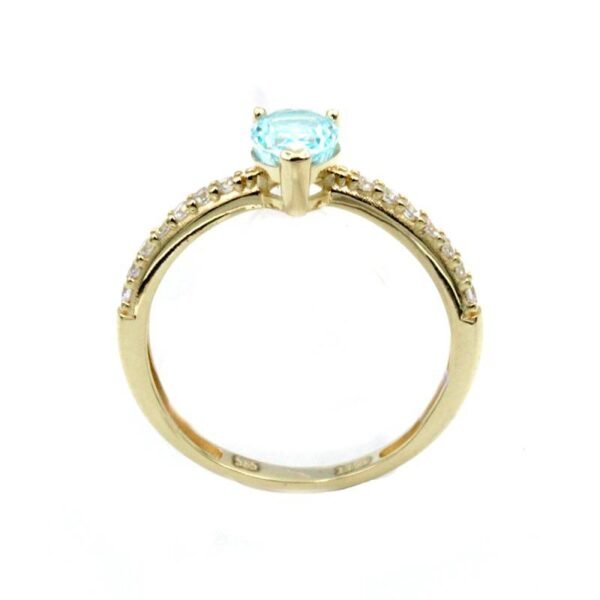 Δαχτυλίδι Κ14 νυχάκι με μπλέ και λευκά ζιργκόν