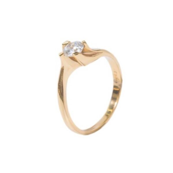GK9421 Γυναικείο δαχτυλίδι μονόπετρο σε κίτρινο χρυσό Κ14 με ζιργκόν