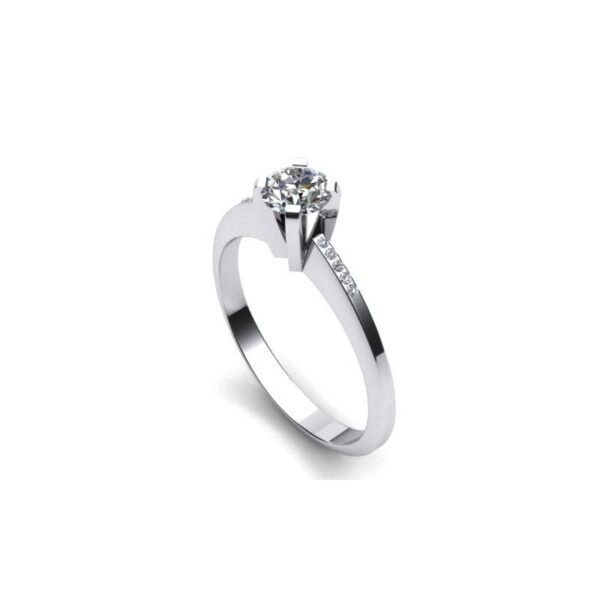 Γυναικείο μονόπετρο δαχτυλίδι σε λευκό χρυσό Κ18 με μπριγιάν