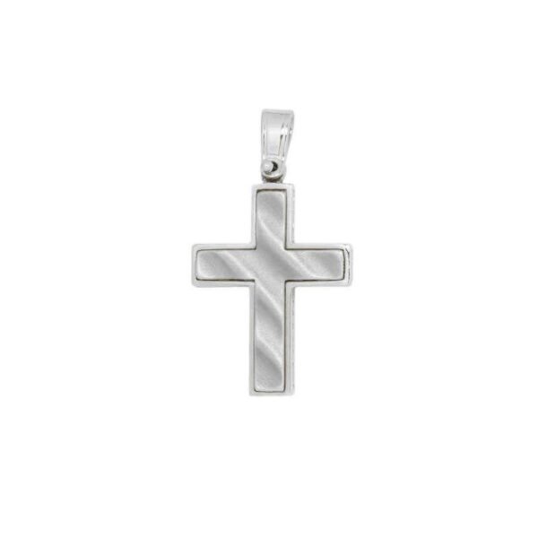 Βαπτιστικός Σταυρός ανδρικός σε λευκό χρυσό K14