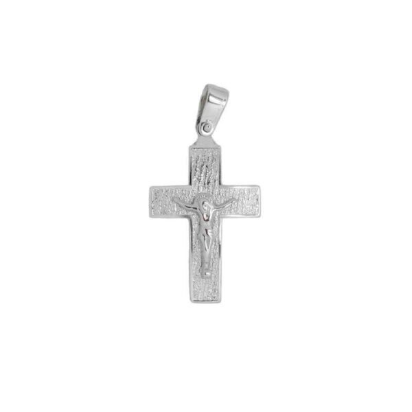 Βαπτιστικός Σταυρός ανδρικός ζαγρέ με λευκό χρυσό K14