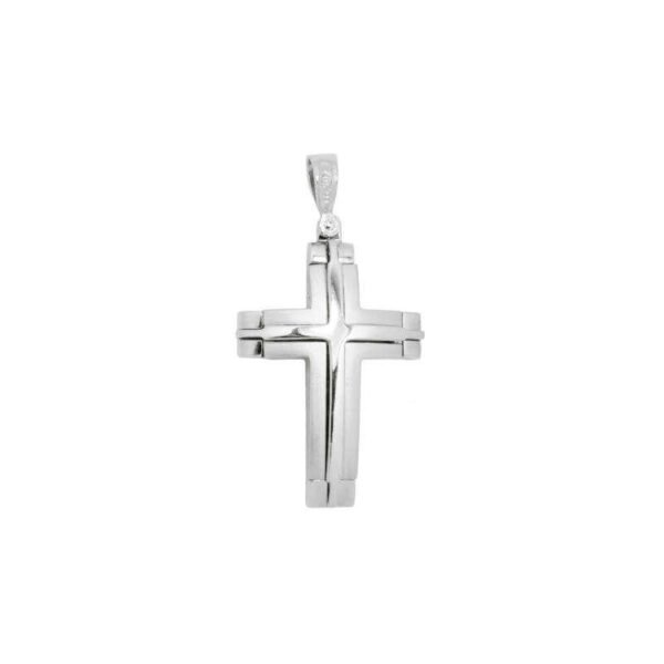 Βαπτιστικός Σταυρός ανδρικός σε λευκός χρυσό Κ14