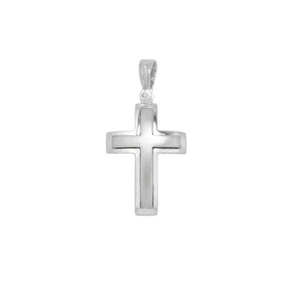 Βαπτιστικός Σταυρός ανδρικός σε λευκό χρυσό K14