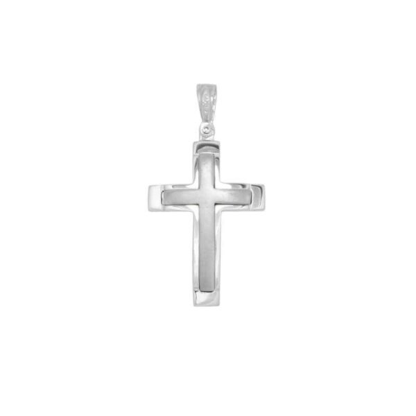 Βαπτιστικός Σταυρός ανδρικός σε λευκό χρυσό K14