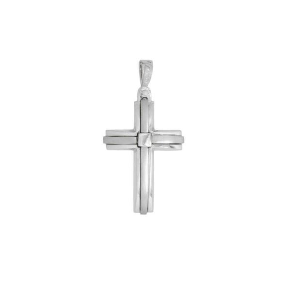 Βαπτιστικός Σταυρός ανδρικός σε λευκό χρυσό K14