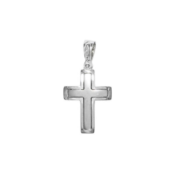 Βαπτιστικός Σταυρός λευκό χρυσό Κ14