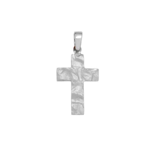Βαπτιστικός Σταυρός ανδρικός σε λευκό χρυσό K14 ζαγρέ