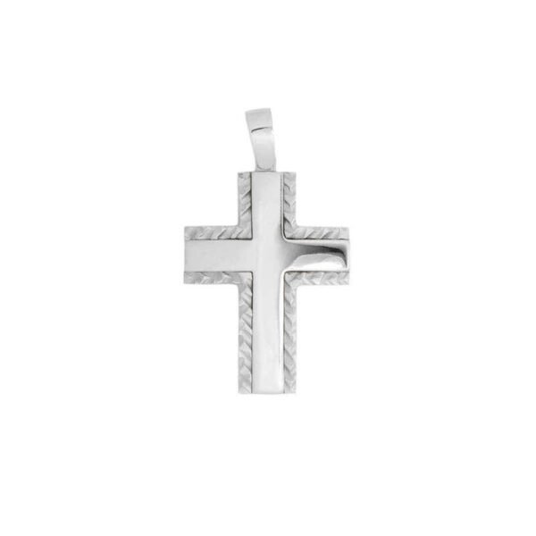 Βαπτιστικός Σταυρός ανδρικός με λευκό χρυσό K14