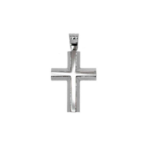 Βαπτιστικός Σταυρός ανδρικός σε λευκό χρυσό K14