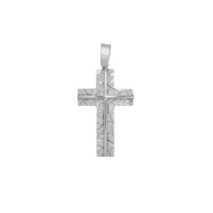 GK06520019 Βαπτιστικός Σταυρός ανδρικός με λευκό χρυσό K14
