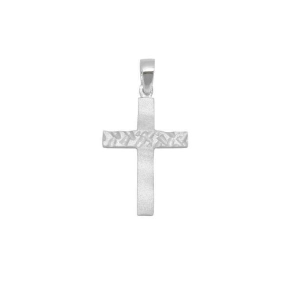 Σταυρός ανδρικός κ14 σε λευκό χρυσό ματ