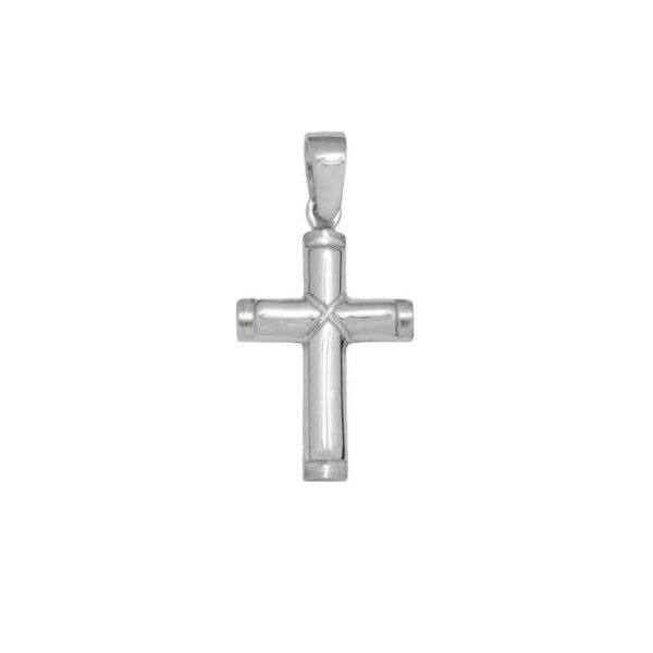 Βαπτιστικός Σταυρός ανδρικός σε λευκό χρυσό K14λουστρέ