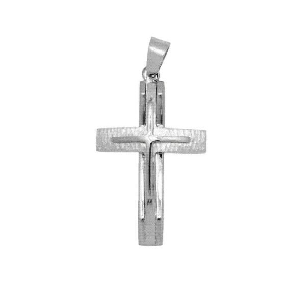 Βαπτιστικός Σταυρός απο λευκό χρυσό Κ14