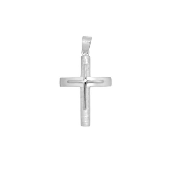 Βαπτιστικός Σταυρός απο λευκό χρυσό Κ14