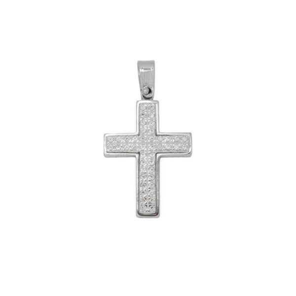 Σταυρός σε λευκόχρυσο Κ14 με ζιργκόν