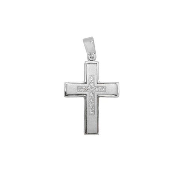 Σταυρός σε λευκόχρυσο Κ14 με ζιργκόν