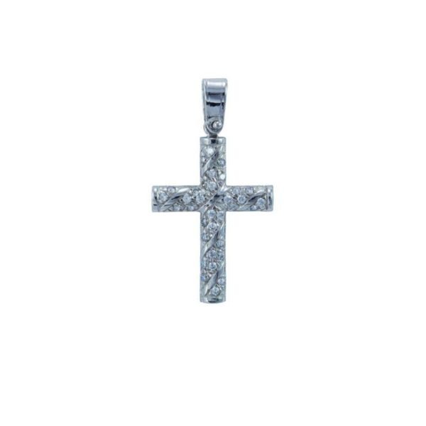 Σταυρός σε λευκόχρυσο Κ14 με ζιργκόν
