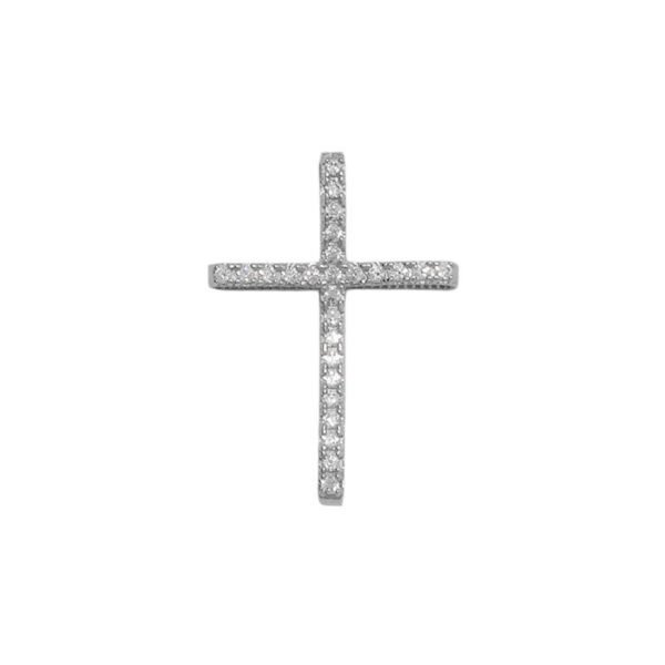 GK23520004 Σταυρός χτιστικός σε λευκό χρυσό Κ14