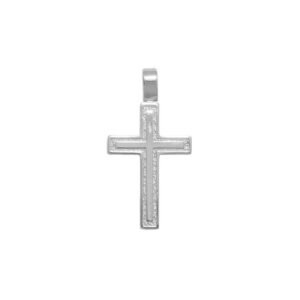 Σταυρός ανάγλυφος χτιστικός σε λευκό χρυσό Κ14 διπλής όψης
