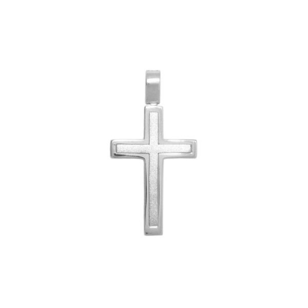 Σταυρός χτιστικός σε λευκό χρυσό Κ14 διπλής όψης