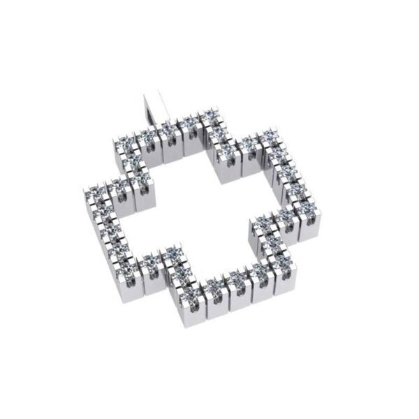 Γυναικείο σταυρός λευκό χρυσό Κ18 με μπριγιάν τύπου σειρέ (μήκος σταυρού χωρίς χαλκά 1,2 cm φάρδος σταυρού 1,2 cm)