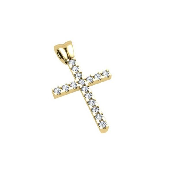 Γυναικείο σταυρός κίτρινο χρυσό Κ18 με μπριγιάν