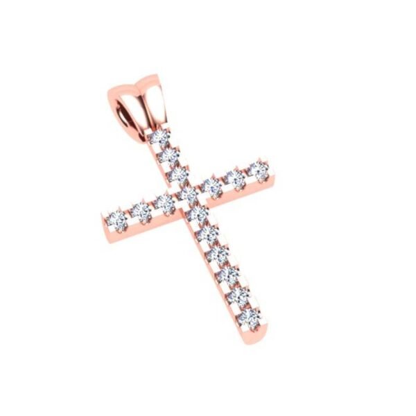 Γυναικείο σταυρός ροζ χρυσό Κ18 με μπριγιάν