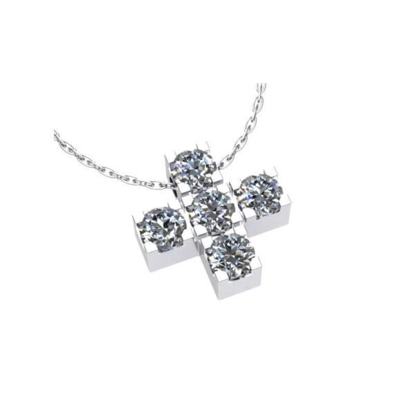 Γυναικείο σταυρός λευκό χρυσό Κ18 με μπριγιάν (μήκος σταυρού χωρίς χαλκά 0,7 cm φάρδος σταυρού 0,7 cm)