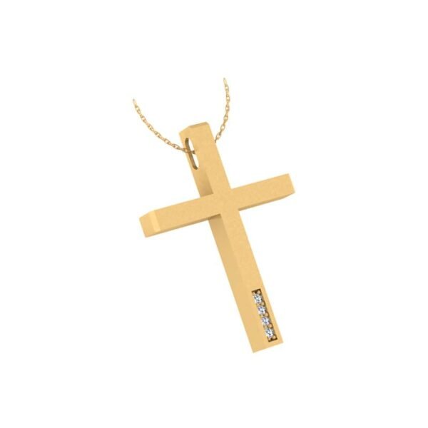 Γυναικείος σταυρός σε κίτρινο χρυσό Κ18 με μπριγιάν