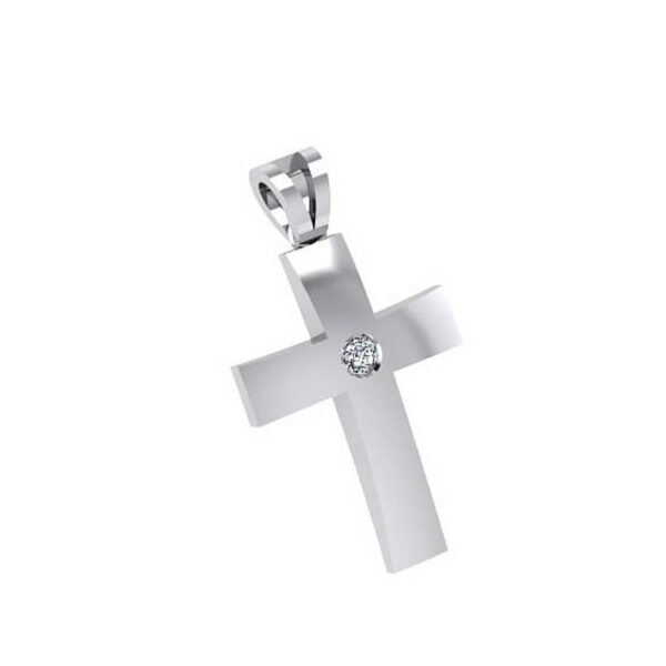 Γυναικείο σταυρός λευκό χρυσό Κ18 με μπριγιάν