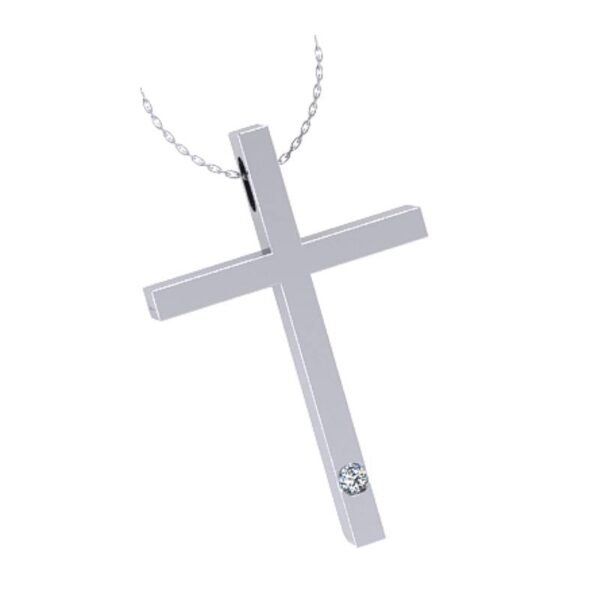 Γυναικείος σταυρός σε Λευκό χρυσό Κ18 με μπριγιάν