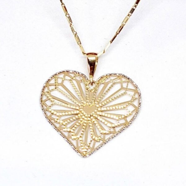 Μενταγιόν Καρδιά σε κίτρινο και λευκόχρυσο περίγραμμα Κ14