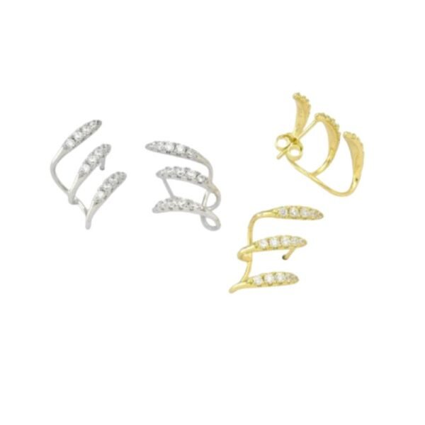 Σκουλαρίκια ασημένια καρφωτά επίχρυσα Ε με ζιργκόν 925
