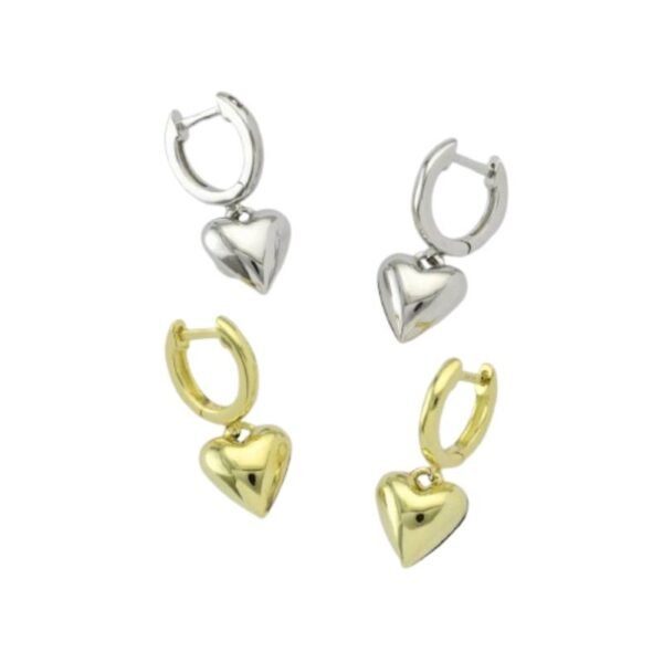 Σκουλαρίκια κρίκοι επίχρυσοι με κρεμαστό καρδούλα 925