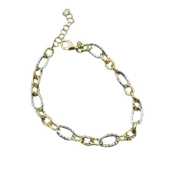 Βραχιόλι χρυσό δίχρωμο με διαμαντάρισμα Κ14