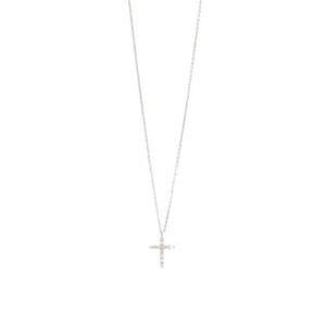 4F-KD0391 Σταυρός ασημένιος με ζιργκόν κολιέ 925