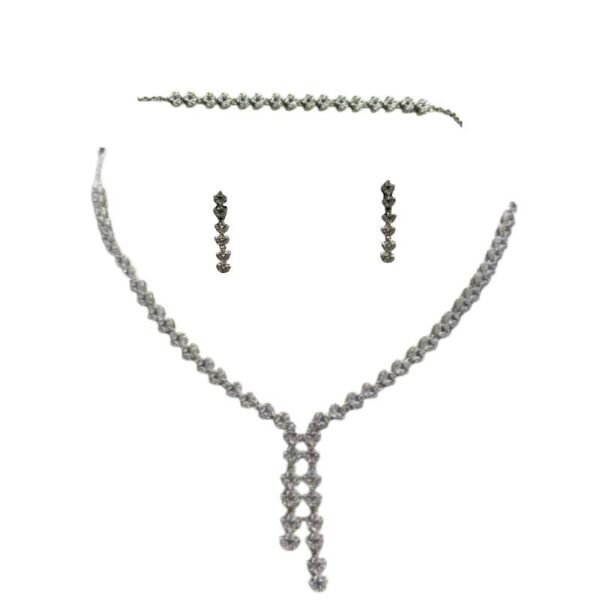 Ασημένιο σετ κοσμημάτων με λευκά ζιργκόν διπλό 925