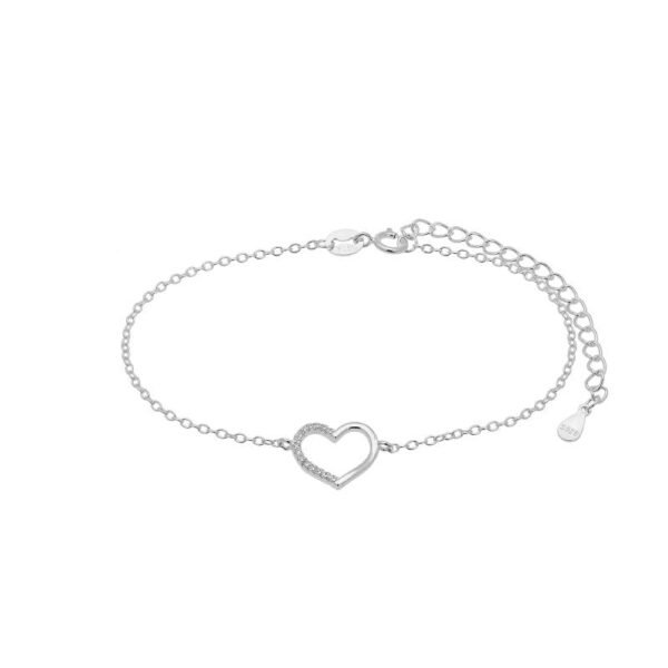 Ασημένιο βραχιόλι Καρδία  με ζιργκόν 925