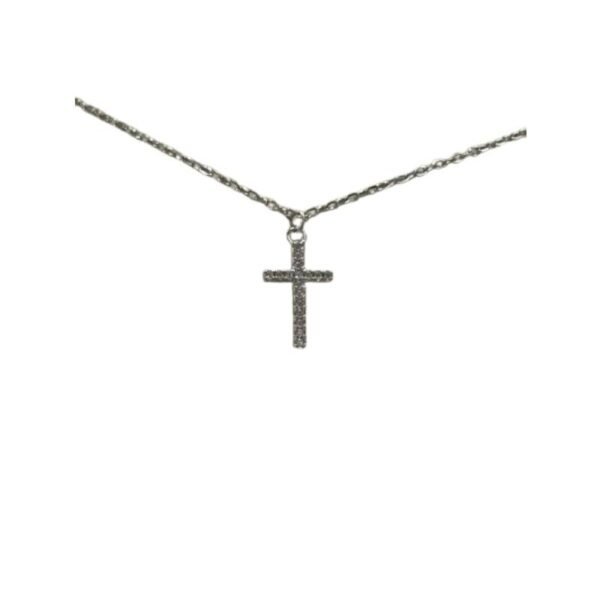Σταυρός ασημένιος με ζιργκόν κολιέ 925