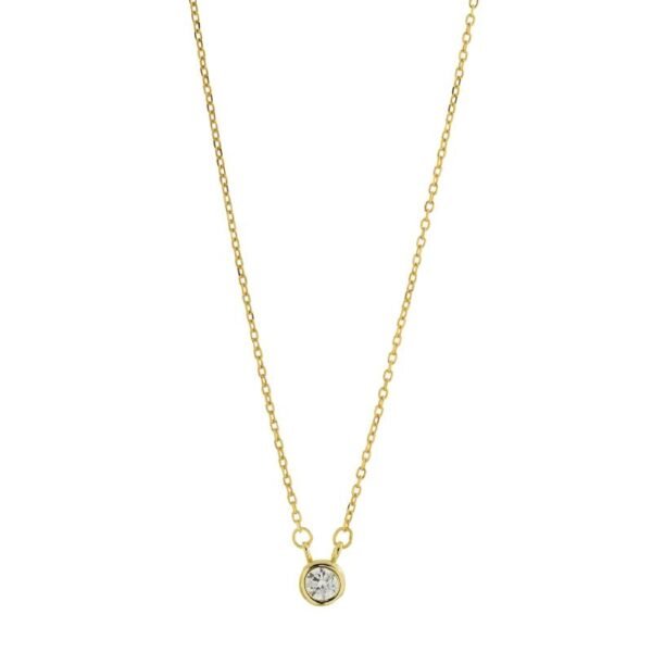 Ασημένιο κολιέ επίχρυσο μονόπετρο 925