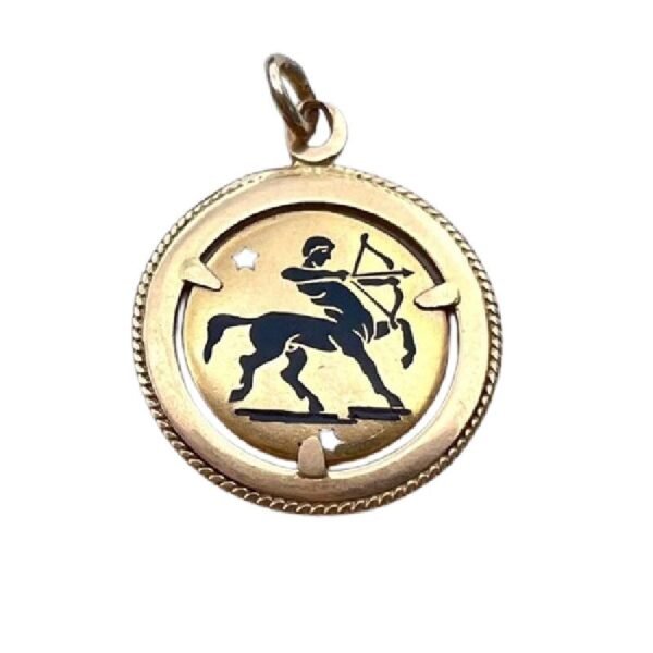 Ζώδιο Τοξότης  σε κίτρινο χρυσό περιστρεφώμενο με στεφανάκι Κ18