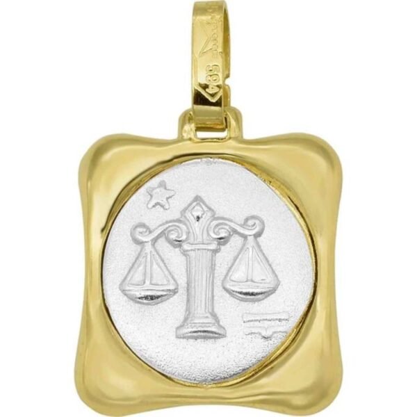 Δίχρωμο ζώδιο Ζυγός σε κίτρινο και λευκό χρυσό Κ14