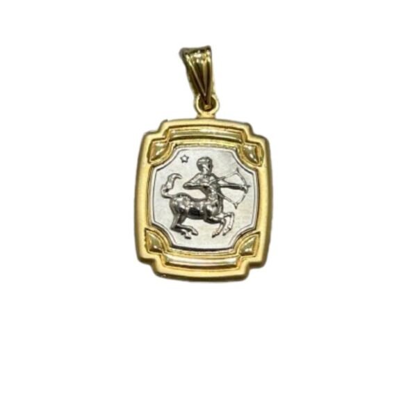 Ζώδιο Τοξότης δίχρωμο σε κίτρινο χρυσό και λευκό Ανάγλυφο Κ14