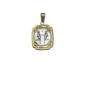 Δίχρωμο ζώδιο Δίδυμοι σε κίτρινο και λευκό χρυσό Κ14