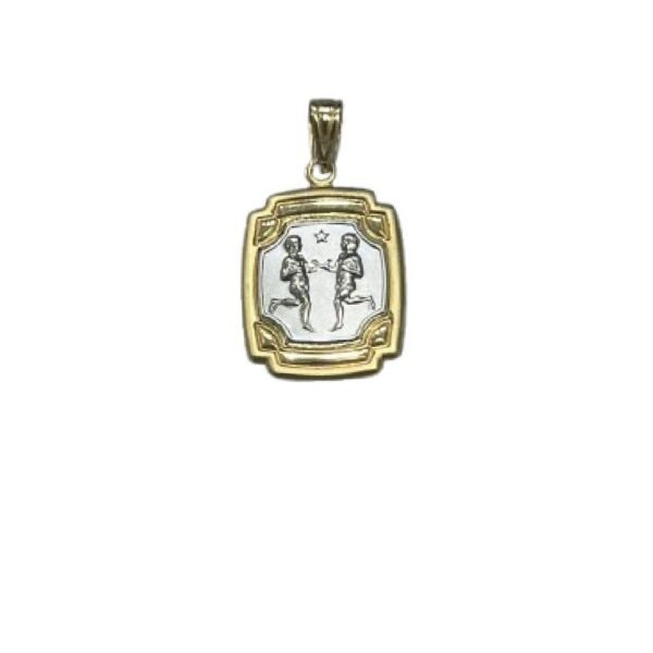 Δίχρωμο ζώδιο Δίδυμοι σε κίτρινο και λευκό χρυσό Κ14