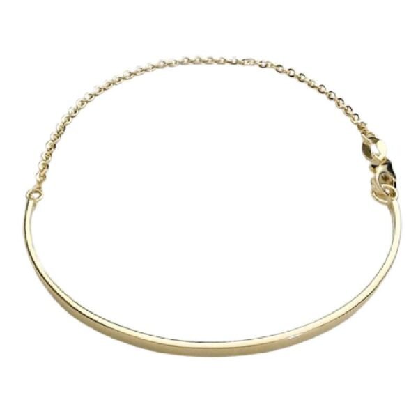 Χρυσό βραχιόλι χειροπέδα με αλυσίδα Κ14