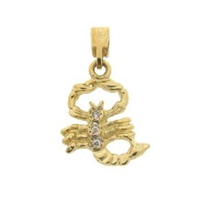 Δίχρωμο ζώδιο Σκορπιός σε κίτρινο και λευκό χρυσό με ζιργκόν Κ14