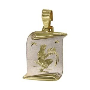 Δίχρωμο ζώδιο Υδροχόος σε κίτρινο και λευκό χρυσό Κ14